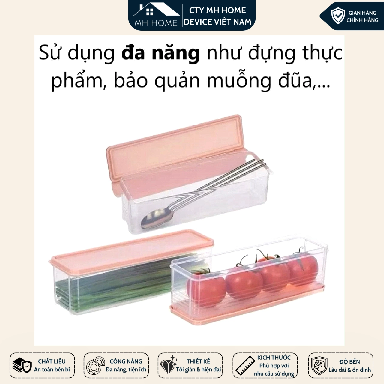 Combo 5 Hộp Đựng Thực Phẩm Trong Tủ Lạnh Nhựa PP PE Cao Cấp Có Nắp Rau Củ Quả - MH HOME DEVICE VIETNAM